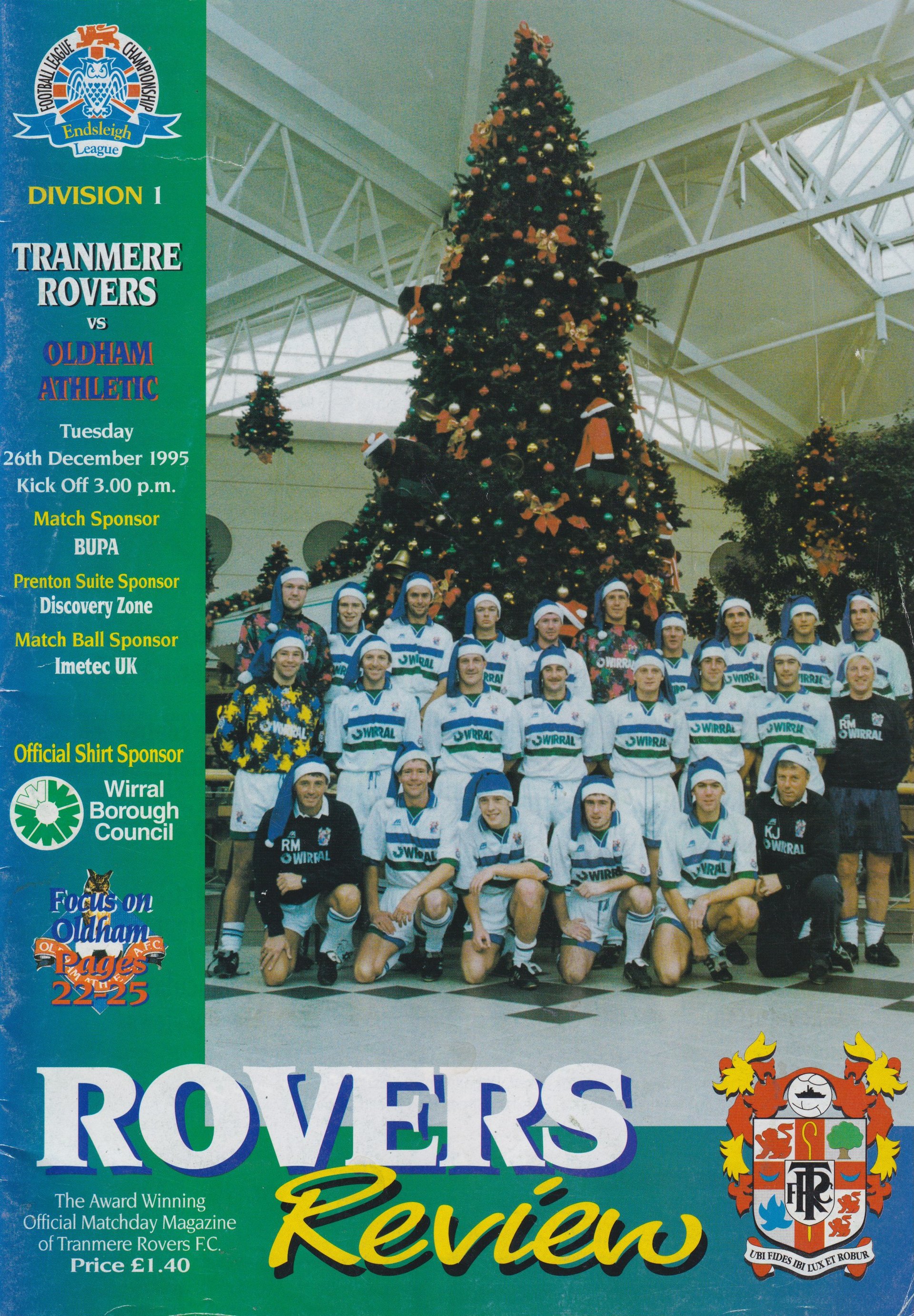 Tranmere Rovers v Oldham Athletic match programme
